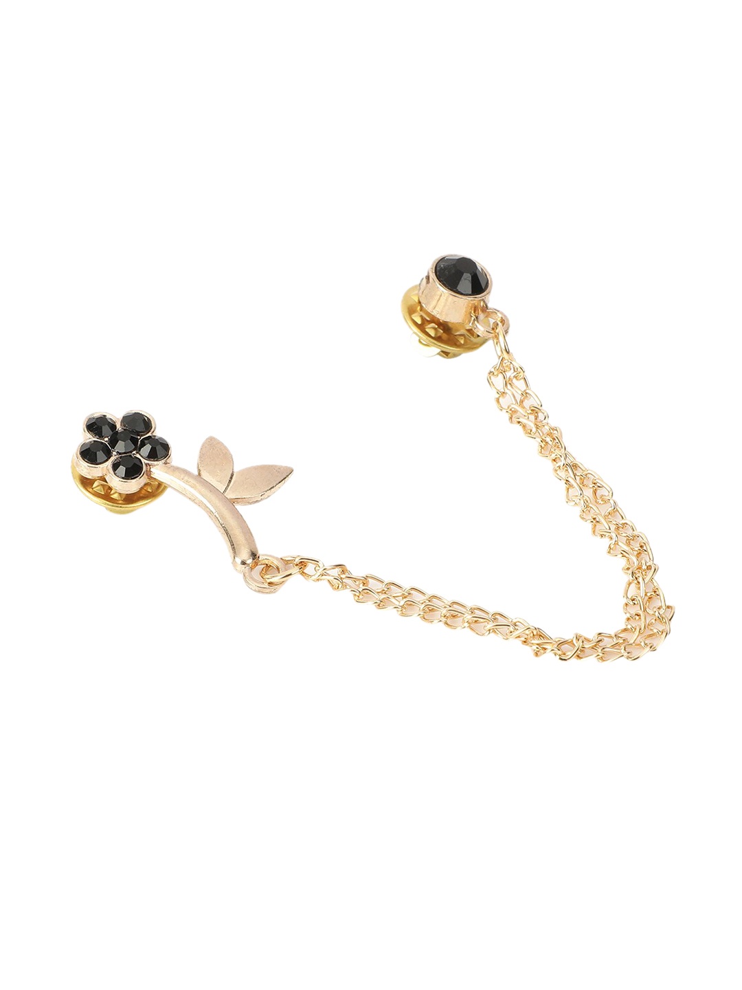 

Alvaro Castagnino Men Gold-Toned & Black Stone-Studded Brooch