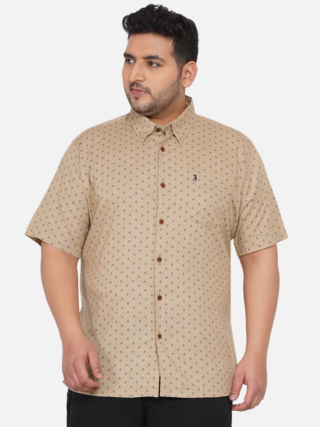 

Santonio Men Brown Plus Size Comfort Printed Regular Fit Casual Shirt