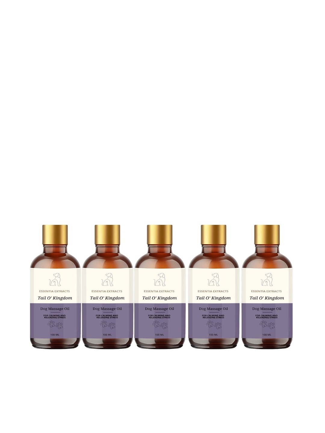 

ESSENTIA EXTRACTS Set of 5 Tail O Kingdom Dog Massage Oils - 100 ml Each, Purple