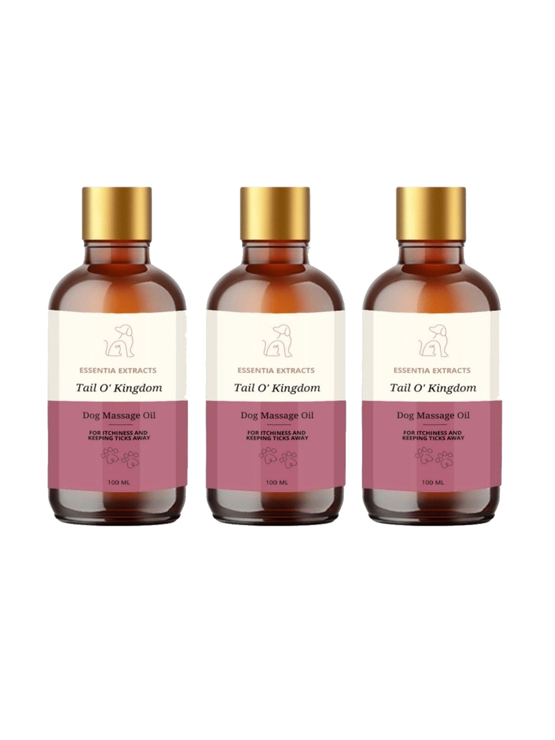 

ESSENTIA EXTRACTS Set of 3 Tail O Kingdom Dog Massage Oils - 100 ml Each, White