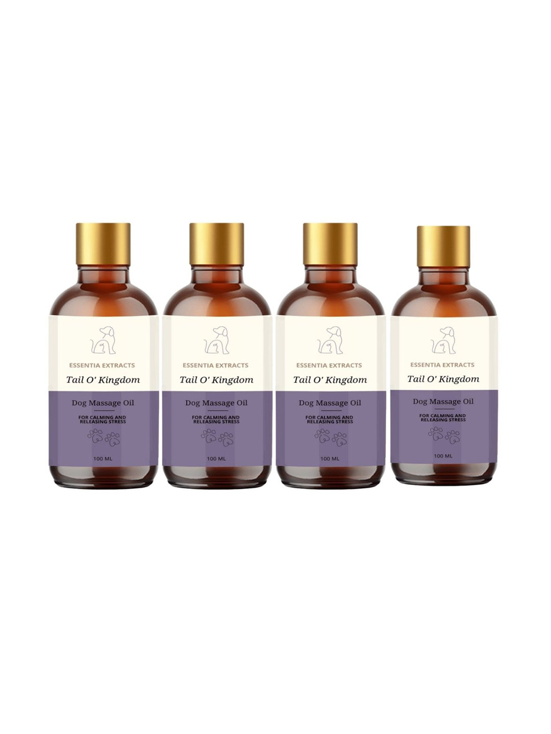 

ESSENTIA EXTRACTS Set of 4 Tail O Kingdom Dog Massage Oils - 100 ml Each, White