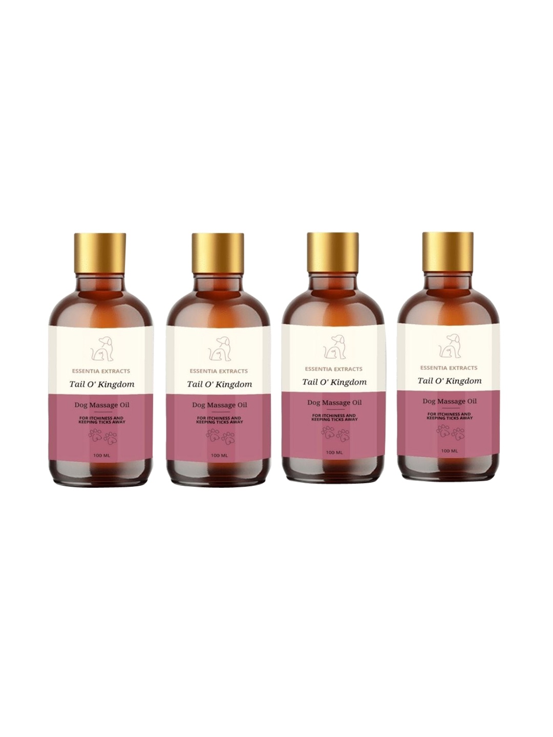 

ESSENTIA EXTRACTS Set of 4 Tail O Kingdom Dog Massage Oils - 100 ml Each, White