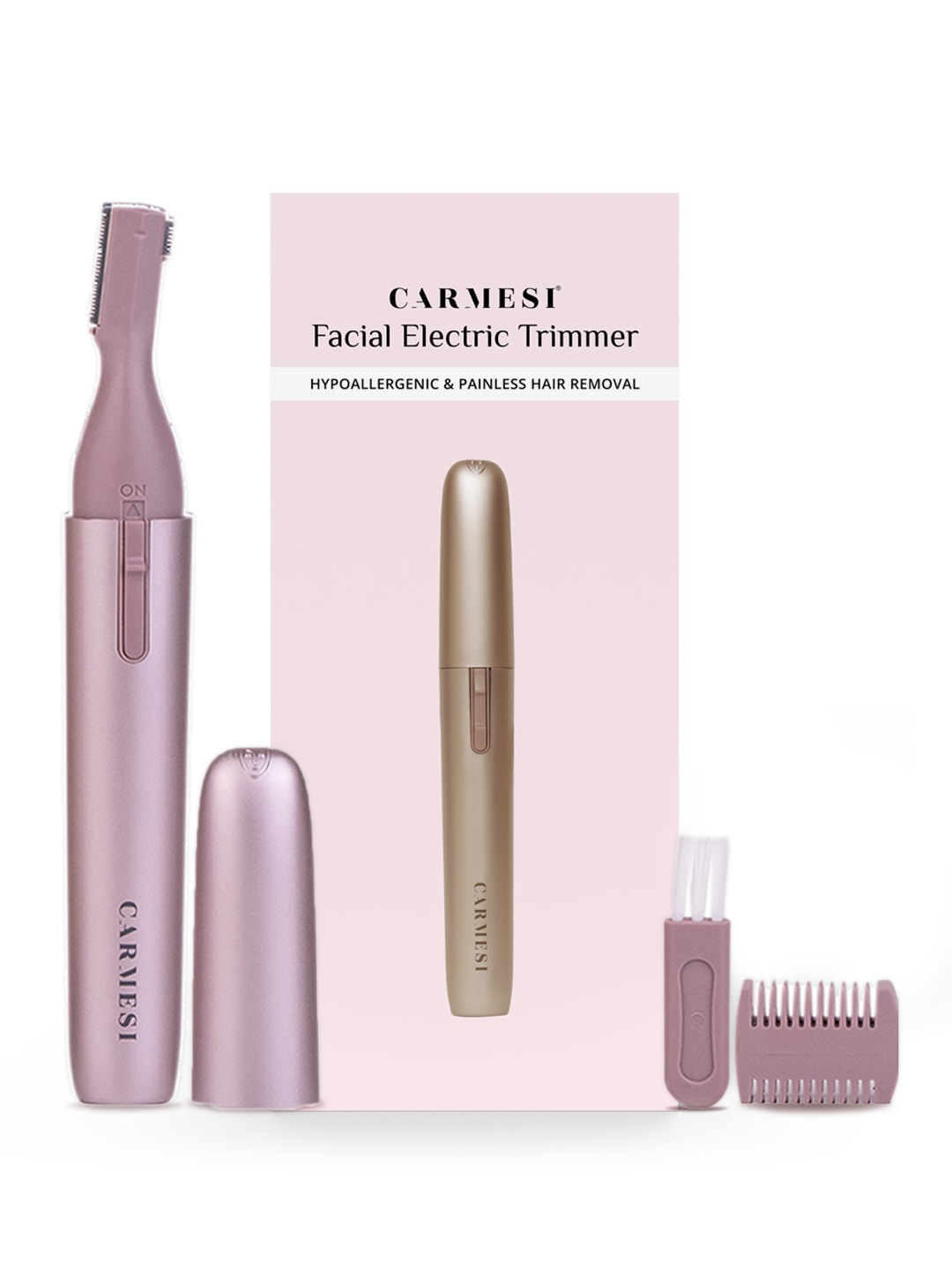 

CARMESI Women Facial Electric Trimmer with Eyebrow Comb + Cleaning Brush, Rose gold