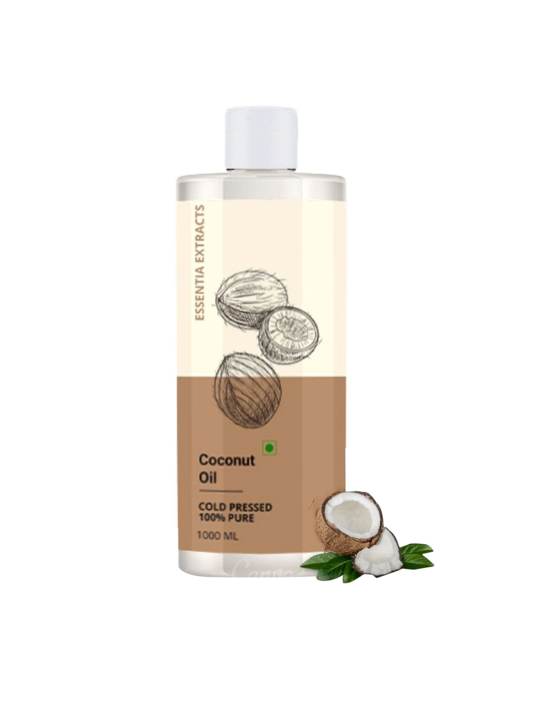 

ESSENTIA EXTRACTS Pure Cold-Pressed Coconut Oil - 1000 ml, Transparent