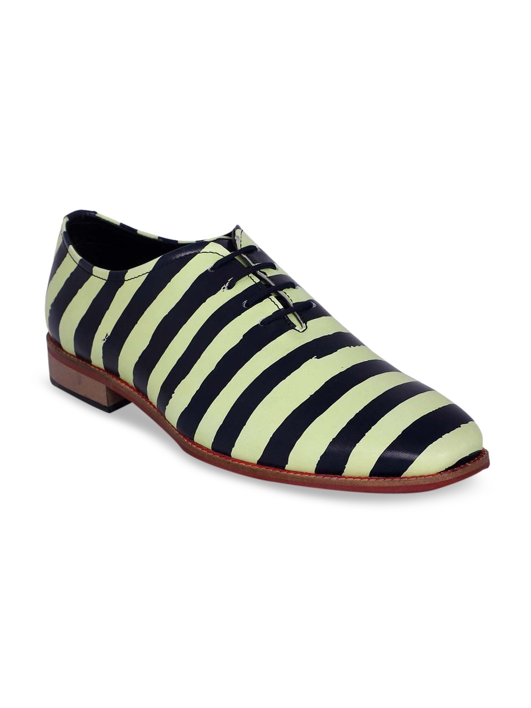 

KLEAT Men Yellow Striped Synthetic Party Shoes