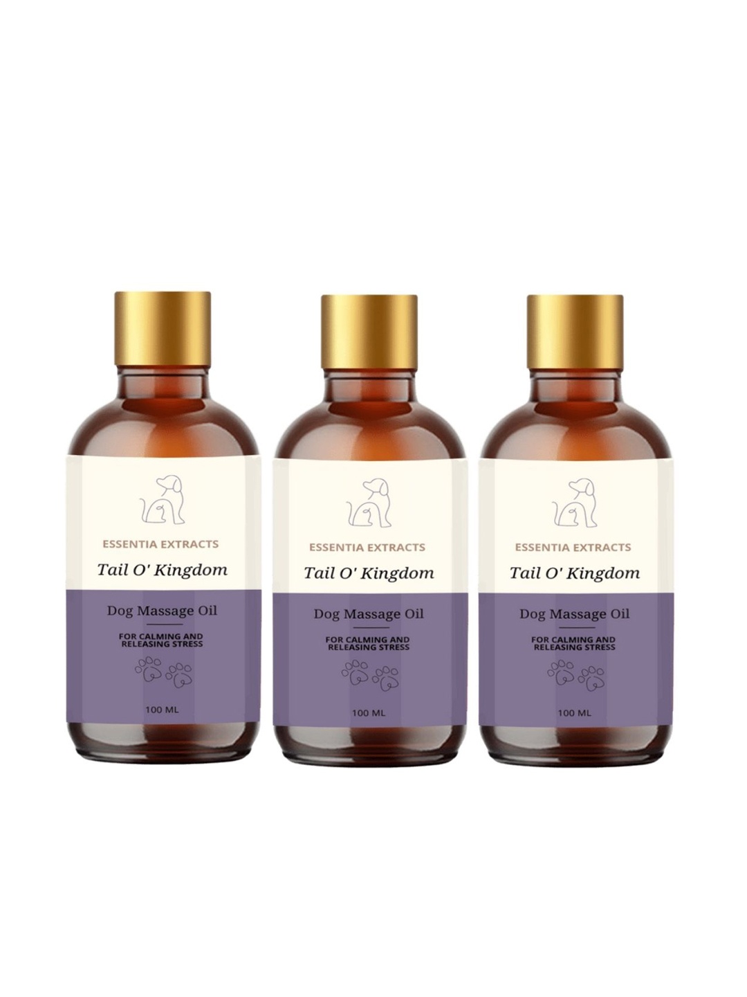 

ESSENTIA EXTRACTS Set of 3 Tail O' Kingdom Dog Massage Oil - 100 ml Each, Purple