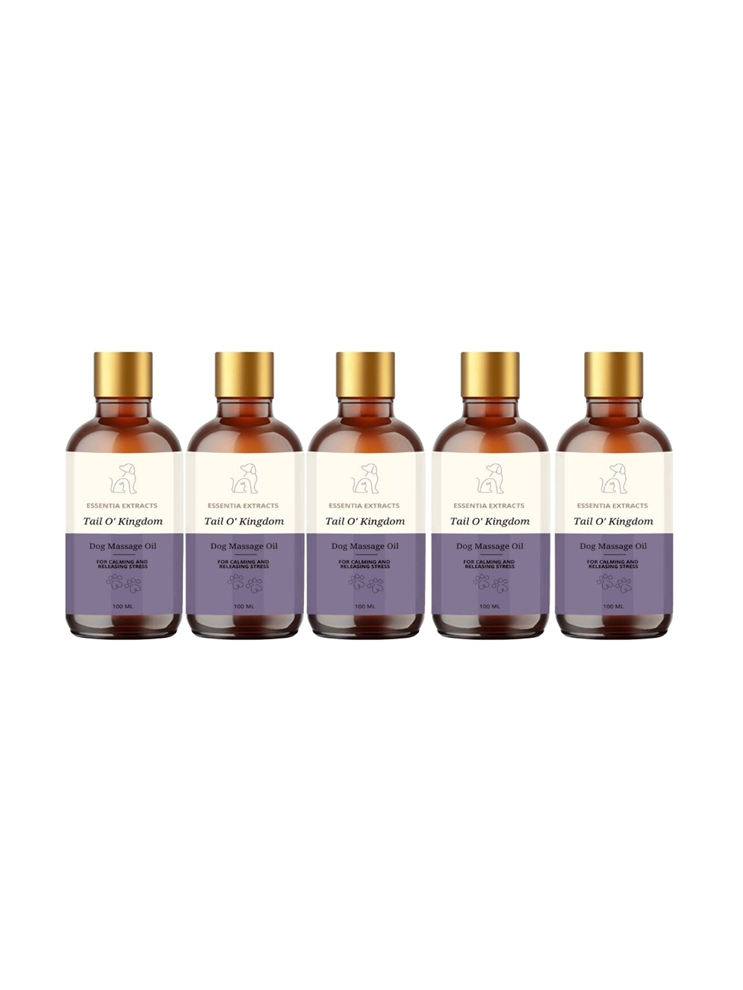 

ESSENTIA EXTRACTS Set of 5 Tail O' Kingdom Dog Massage Oil - 100 ml Each, Purple
