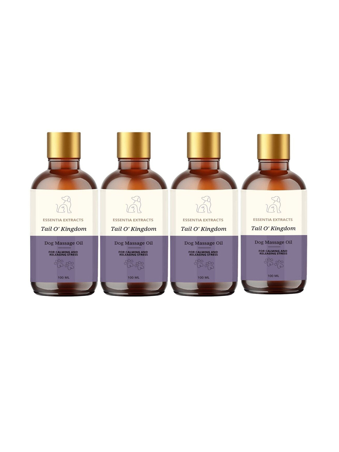 

ESSENTIA EXTRACTS Set of 4 Tail O' Kingdom Dog Massage Oil - 100 ml Each, Purple