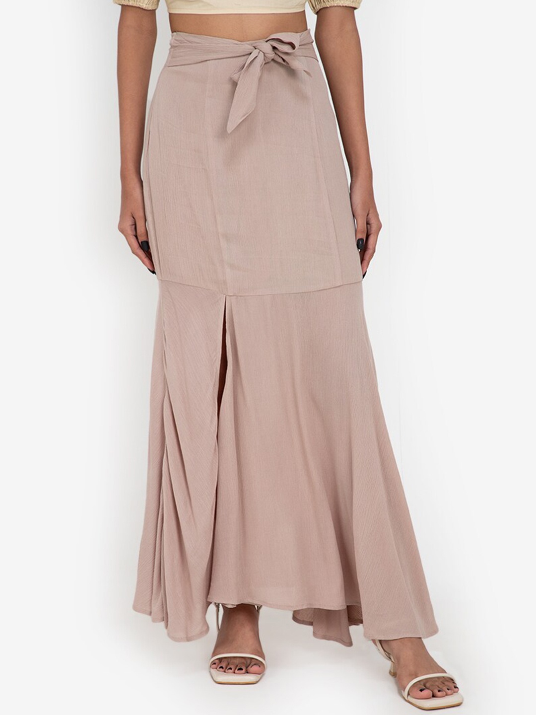 

ZALORA BASICS Women Beige Tie Detail Maxi Skirt