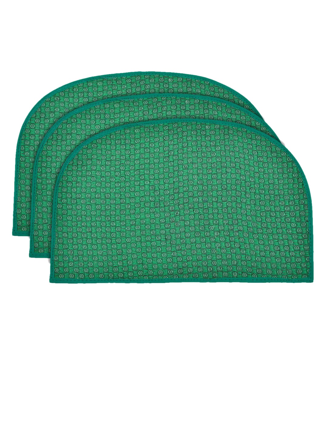 

Kuber Industries Set Of 3 Green Self Design Anti-Skid Doormats