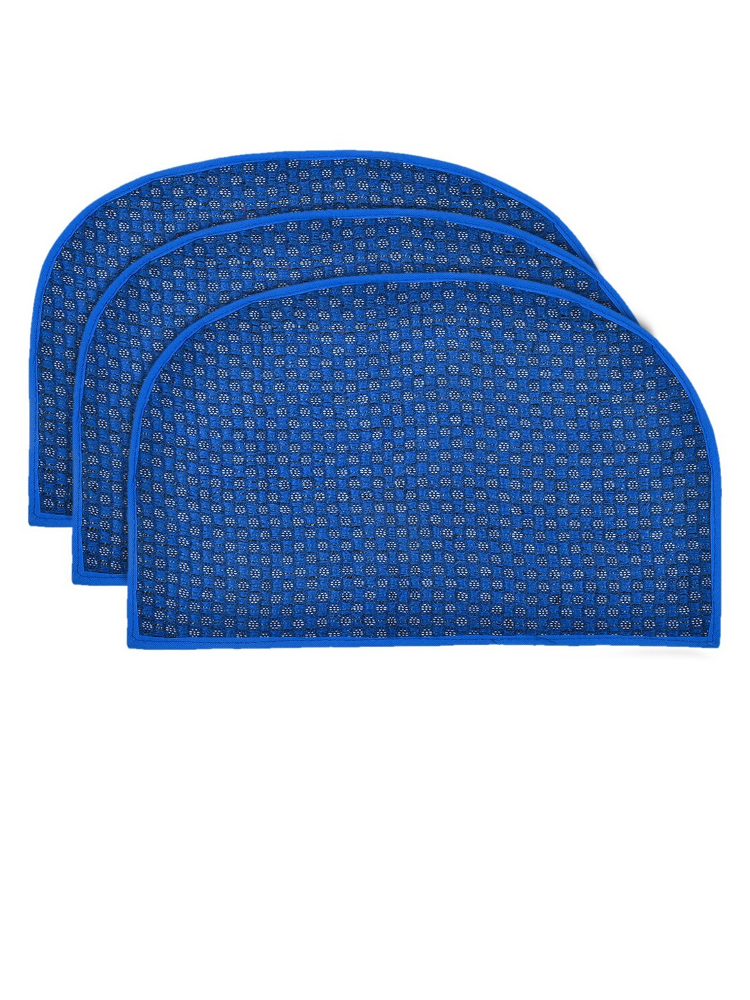 

Kuber Industries Set of 3 Blue Printed Anti-Skid Doormats