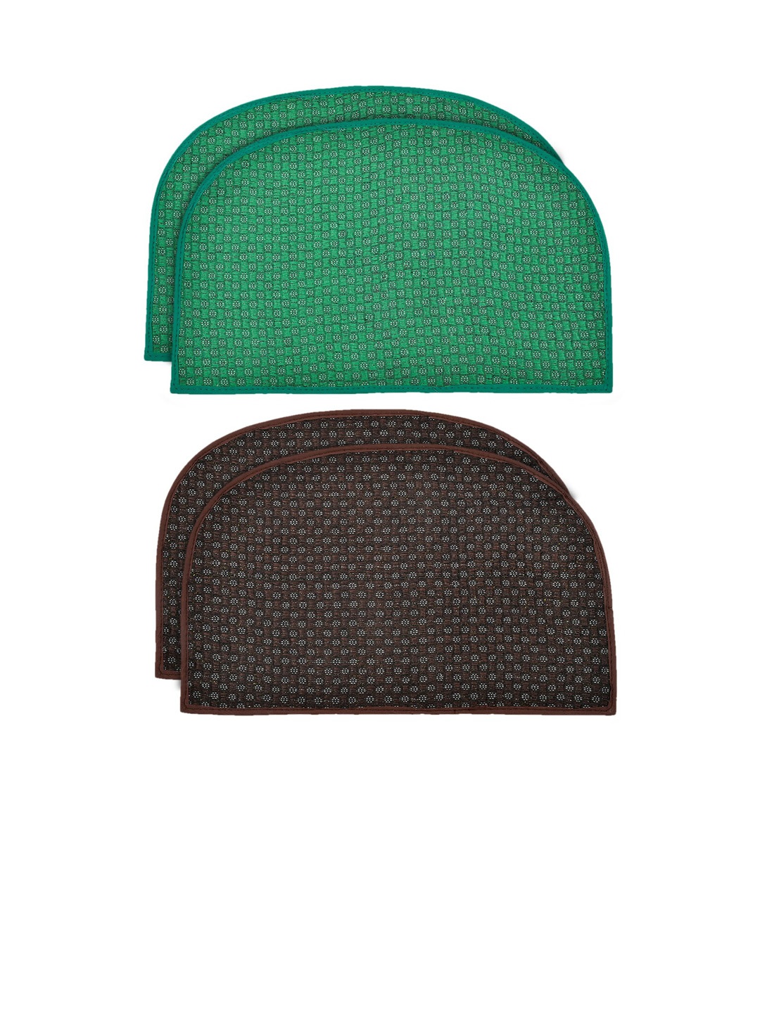 

Kuber Industries Set of 4 Self Design Anti -Skid D-Shaped Doormats, Green
