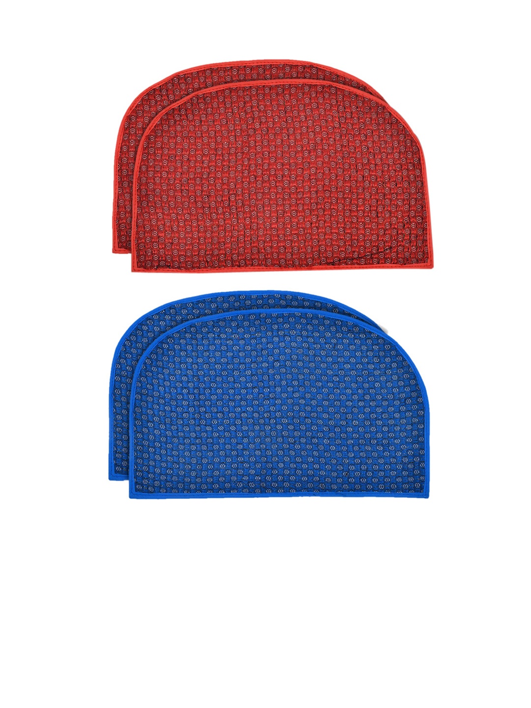 

Kuber Industries Set Of 4 Blue & Red Self Design Anti -Skid Doormats