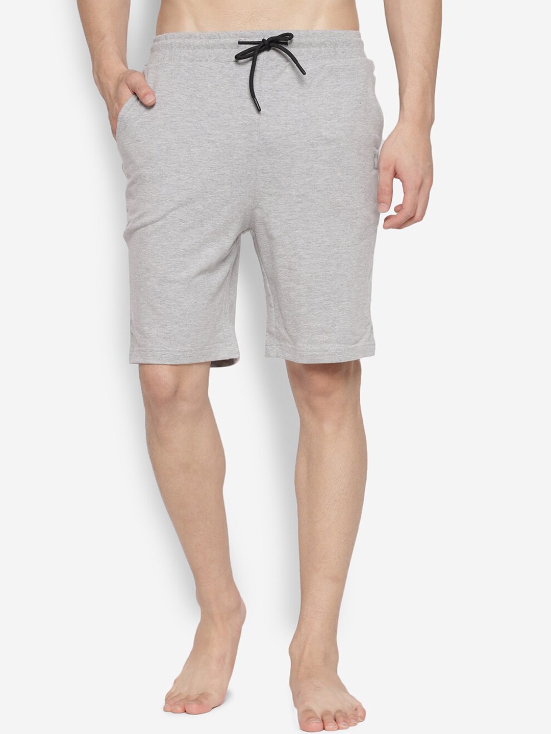 

Turtle Men Grey Melange Solid Slim Fit Lounge Shorts