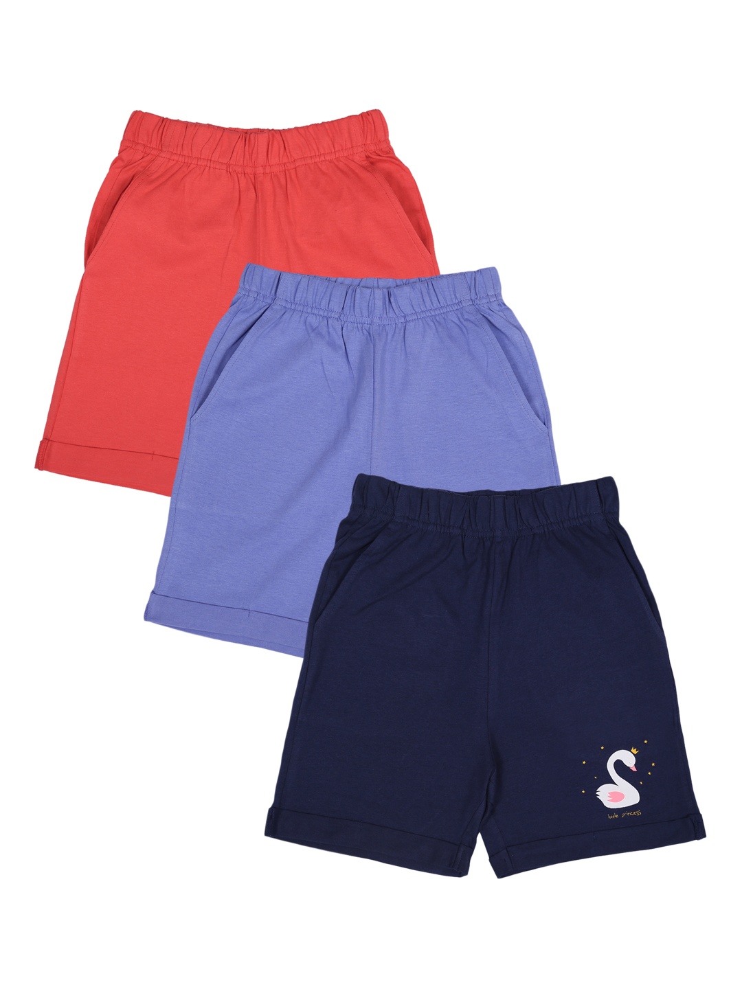 

minnow Girls Pack of 3 Regular Fit Cotton Shorts, Violet