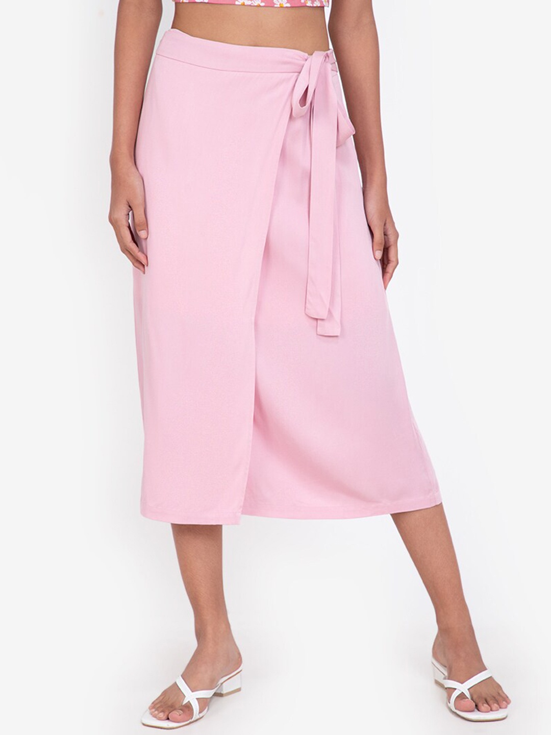 

ZALORA BASICS Women Pink Wrap Skirt