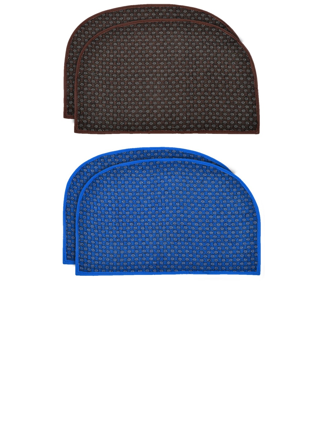 

Kuber Industries Pack Of 4 Brown & Blue Woven Design Anti-Skid Doormat