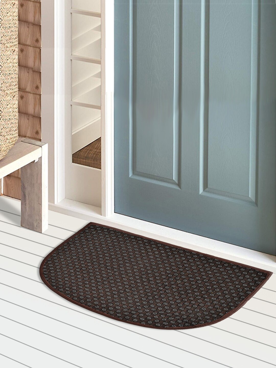 

Kuber Industries Brown D Shape Anti-Slip Durable Rubber Door Mat