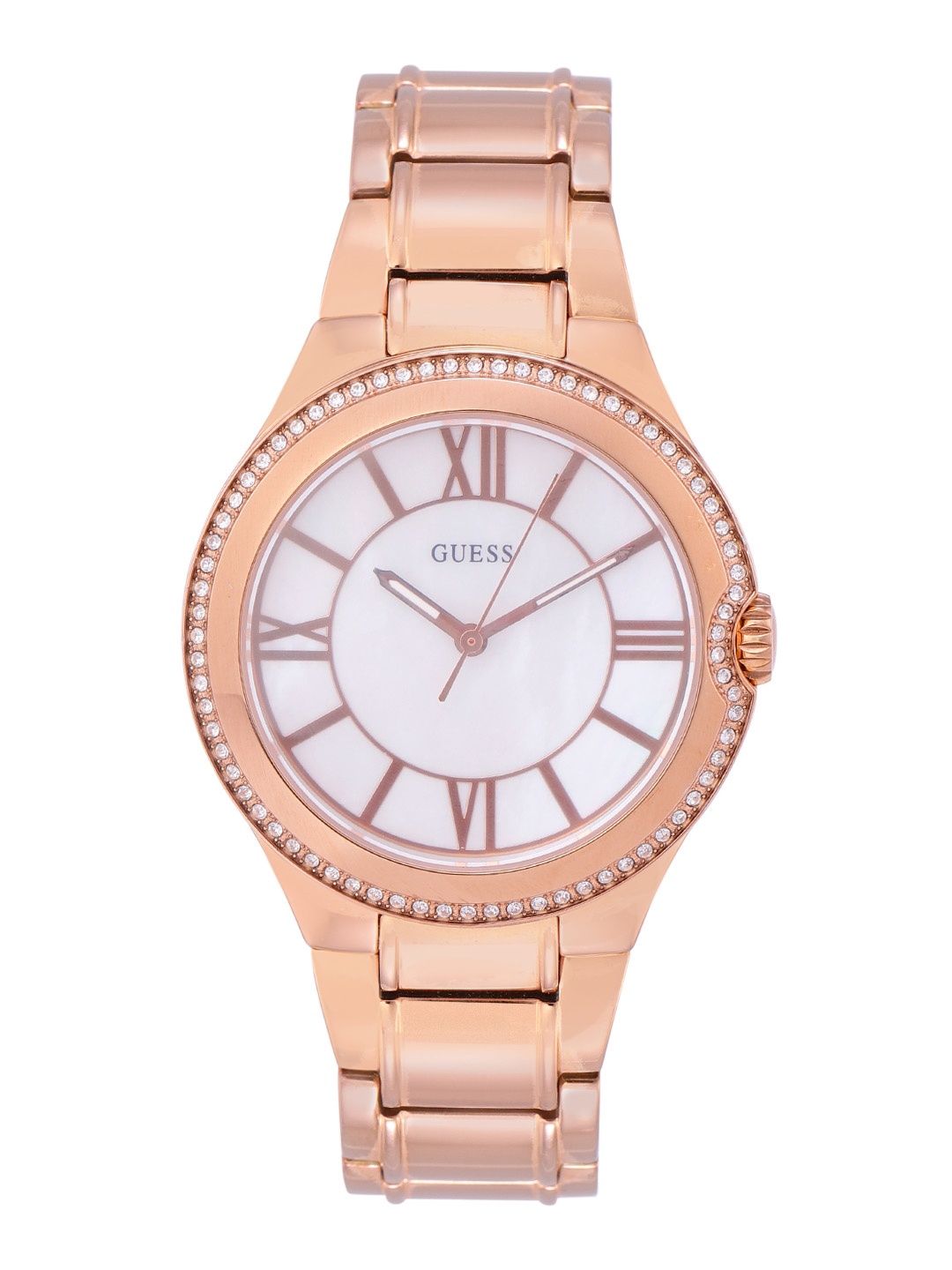 

GUESS Women White Dial & Gold Toned Bracelet Style Straps Analogue Watch W15077L1