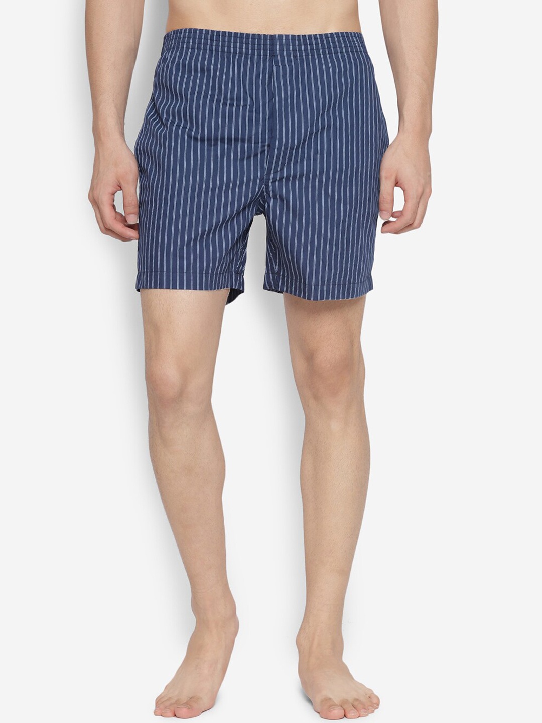 

Turtle Men Navy Blue Striped Pure Cotton Boxers