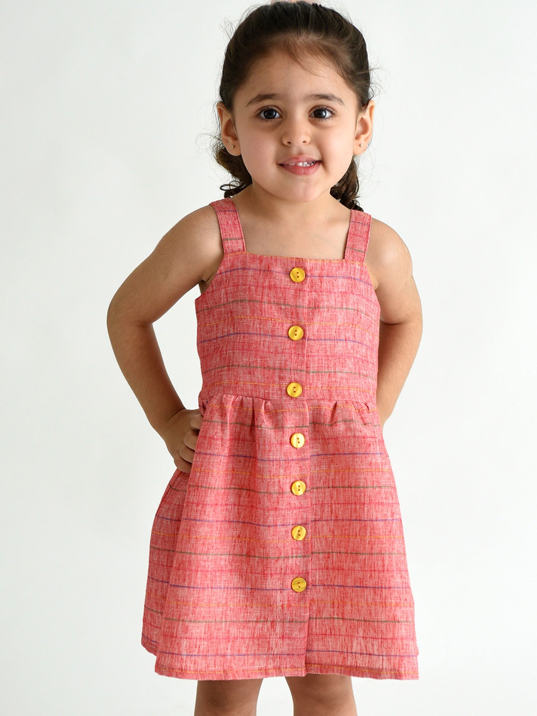 

Campana Girls Pink Striped Cotton Fit & Flare Dress