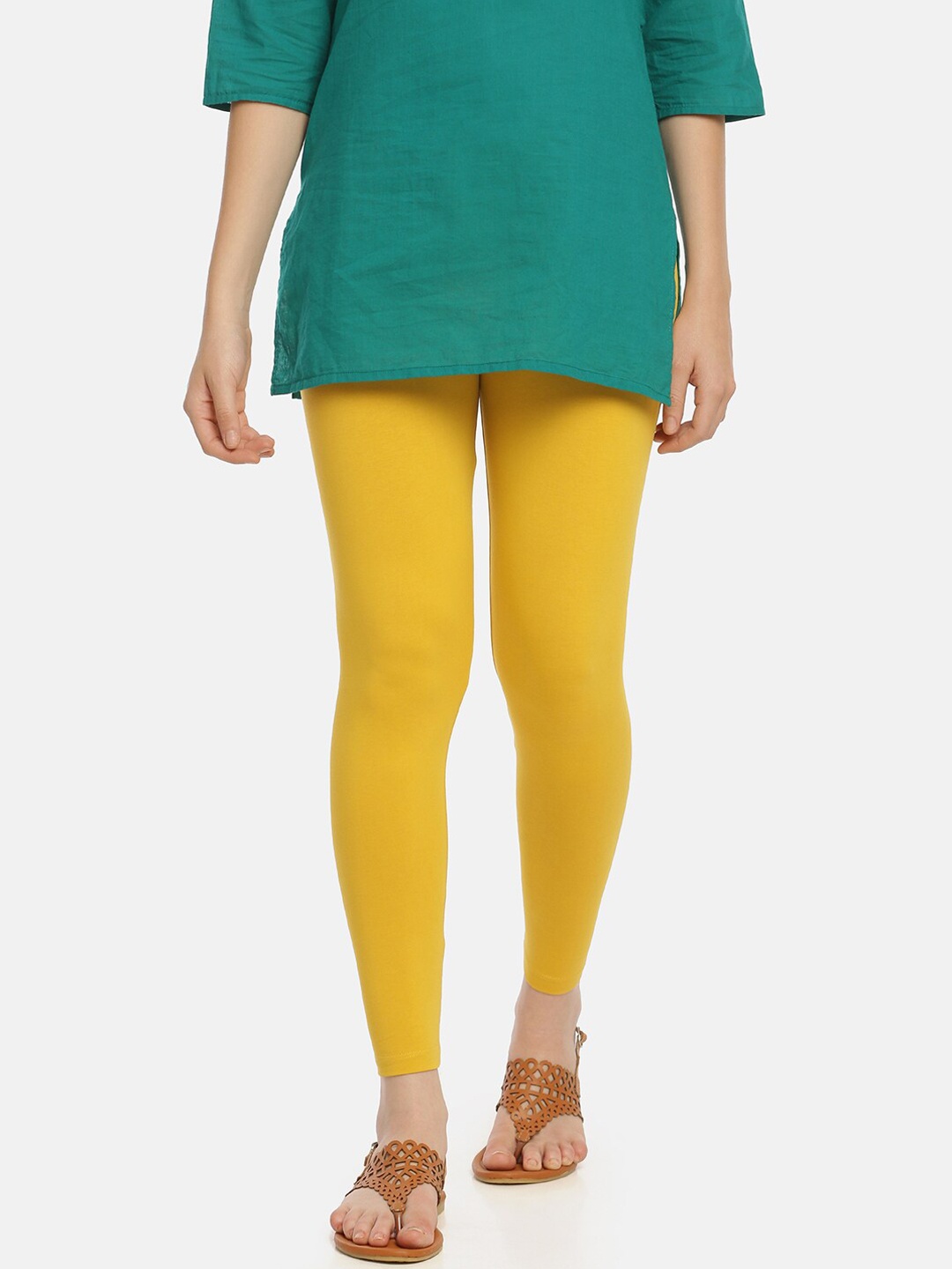 

Zelen Women Yellow Solid Ankle Length Leggings