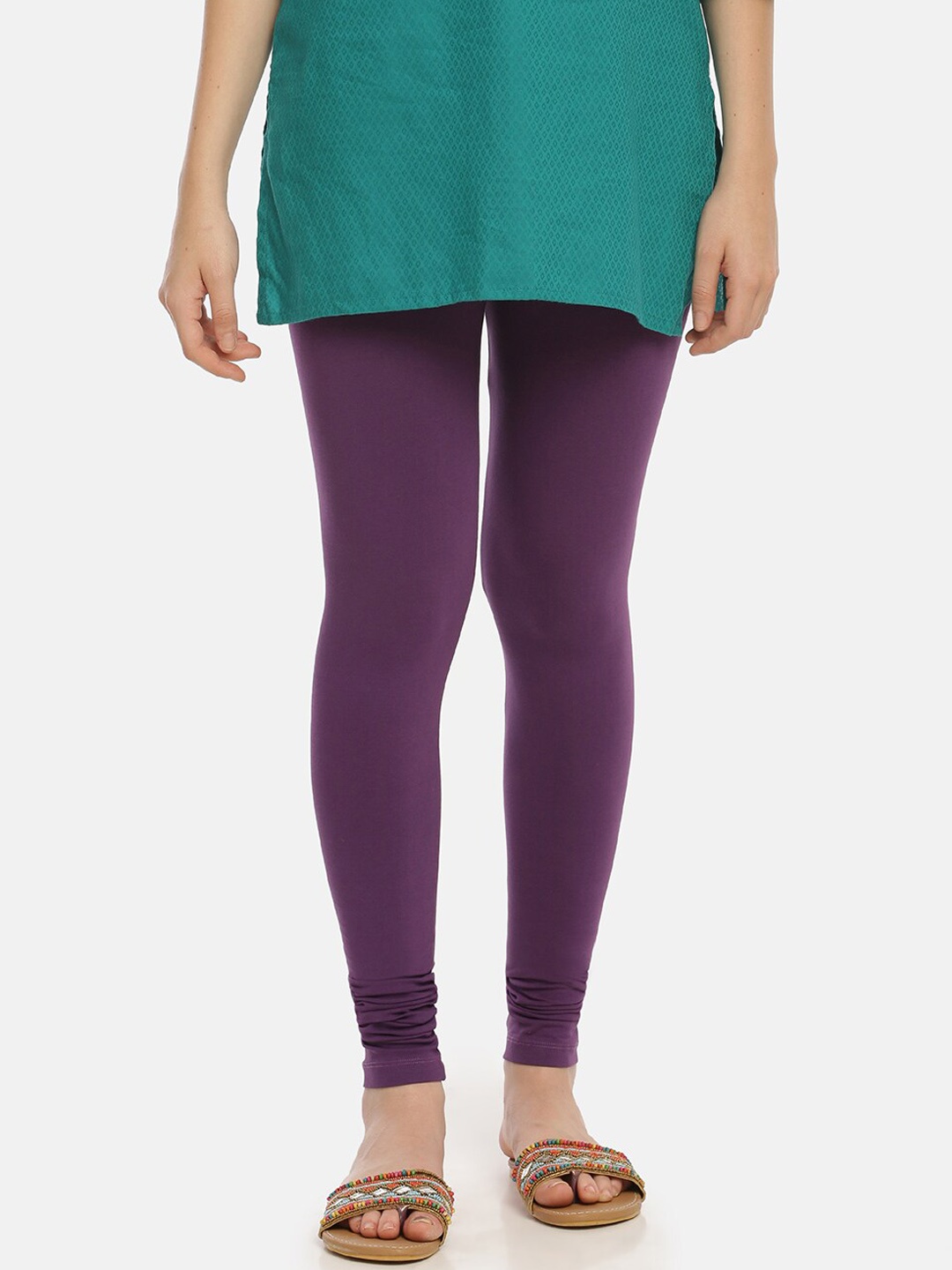 

Zelen Women Purple Solid Churidar-Length Leggings