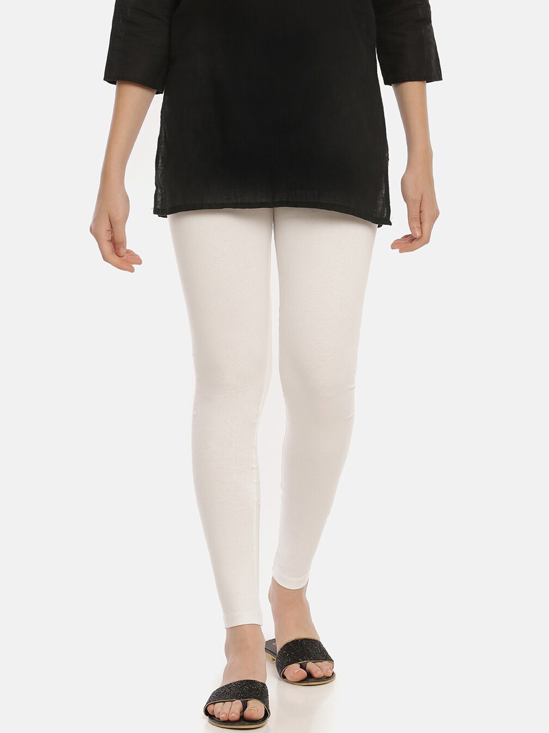 

Zelen Women White Solid Ankle Length Leggings