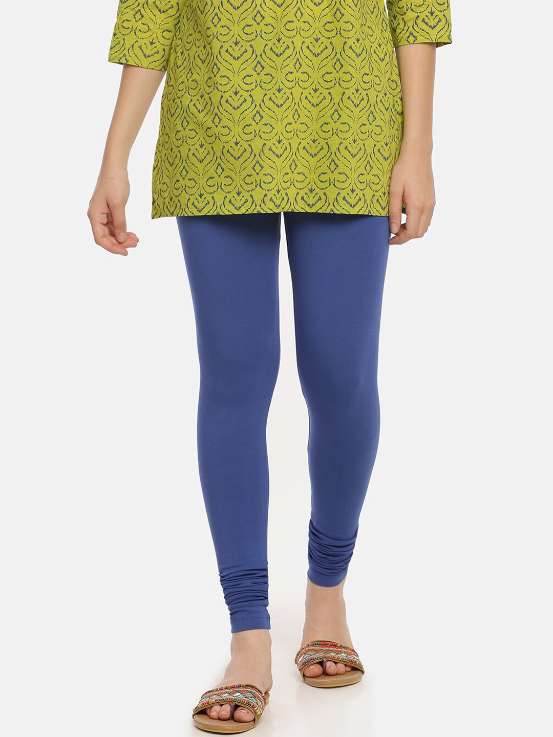 

Zelen Women Blue Solid Churidar Ankle-Length Leggings