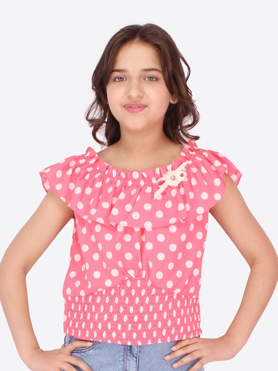 

CUTECUMBER Pink Print Georgette Top