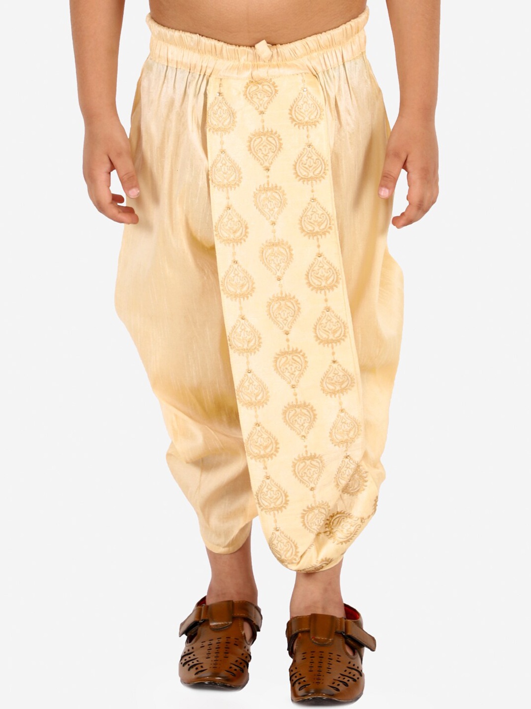 

VASTRAMAY Boys Gold-Toned Embroidered Dhoti