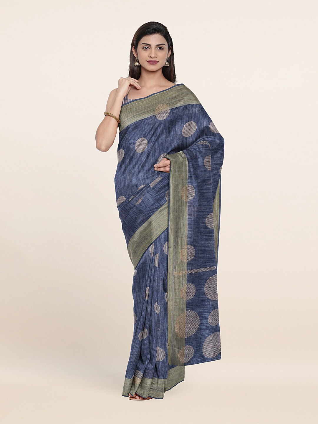 

Pothys Blue & Grey Printed Zari Saree