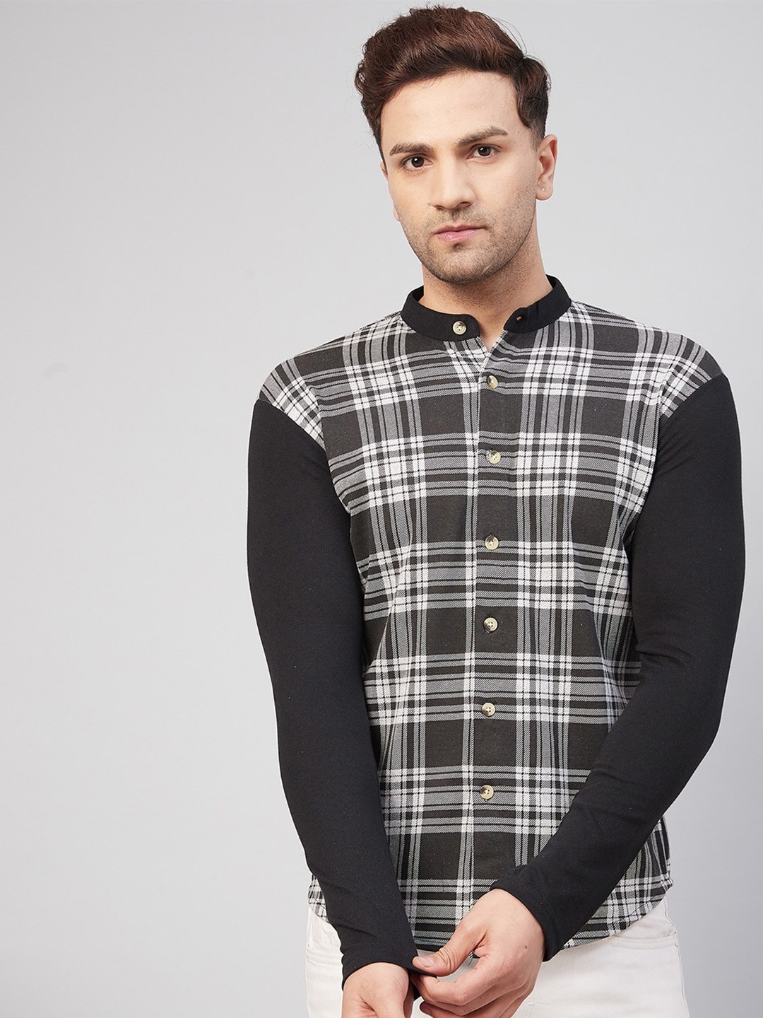 

GRITSTONES Men Black Comfort Tartan Checks Checked Casual Shirt