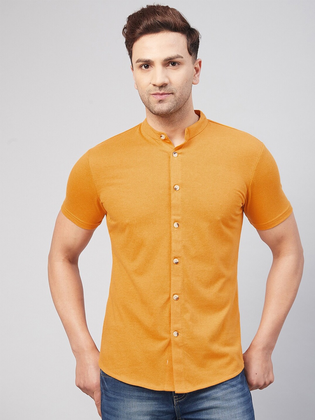 

GRITSTONES Men Yellow Comfort Slim Fit Cotton Casual Shirt