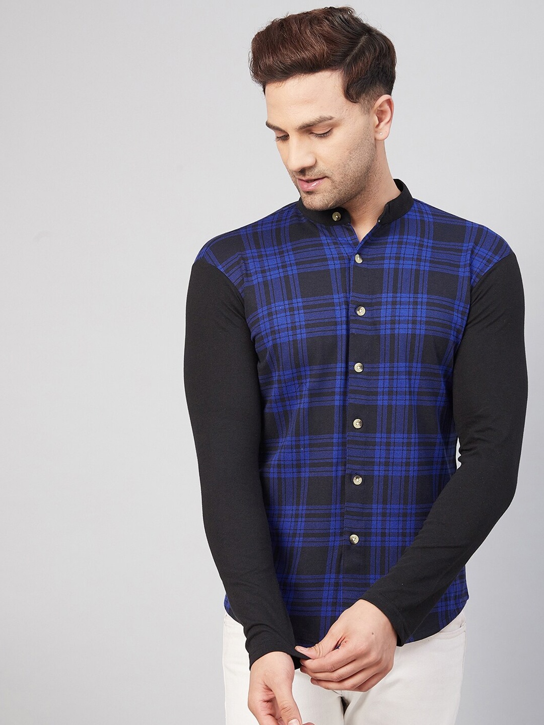 

GRITSTONES Men Blue Comfort Tartan Checks Checked Casual Shirt