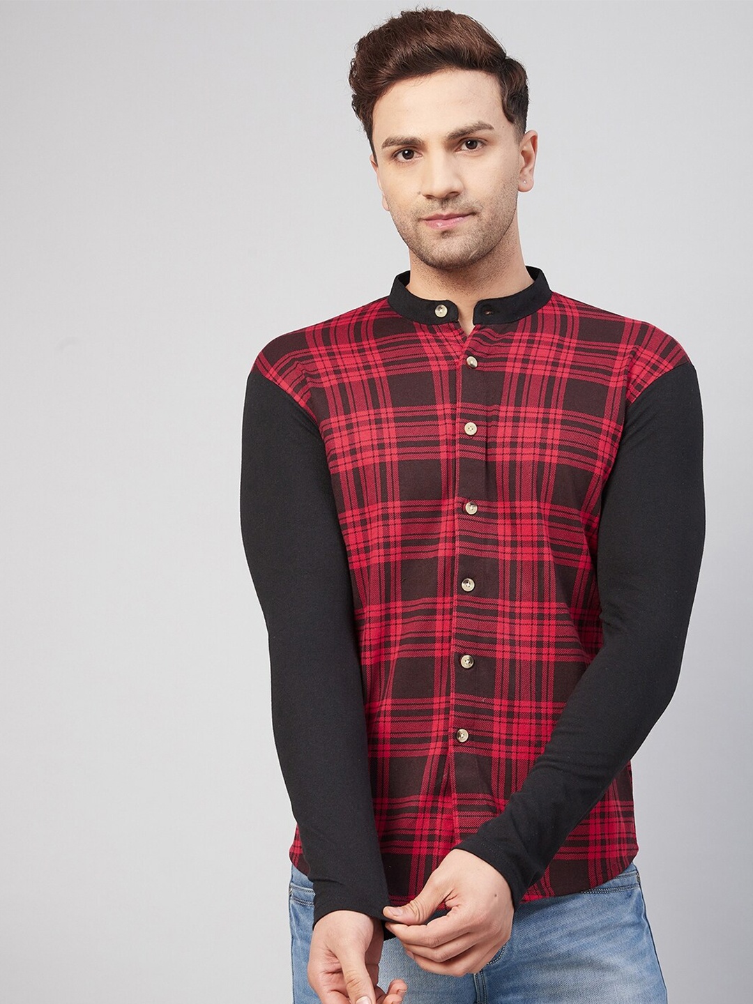 

GRITSTONES Men Red Comfort Tartan Checks Checked Casual Shirt