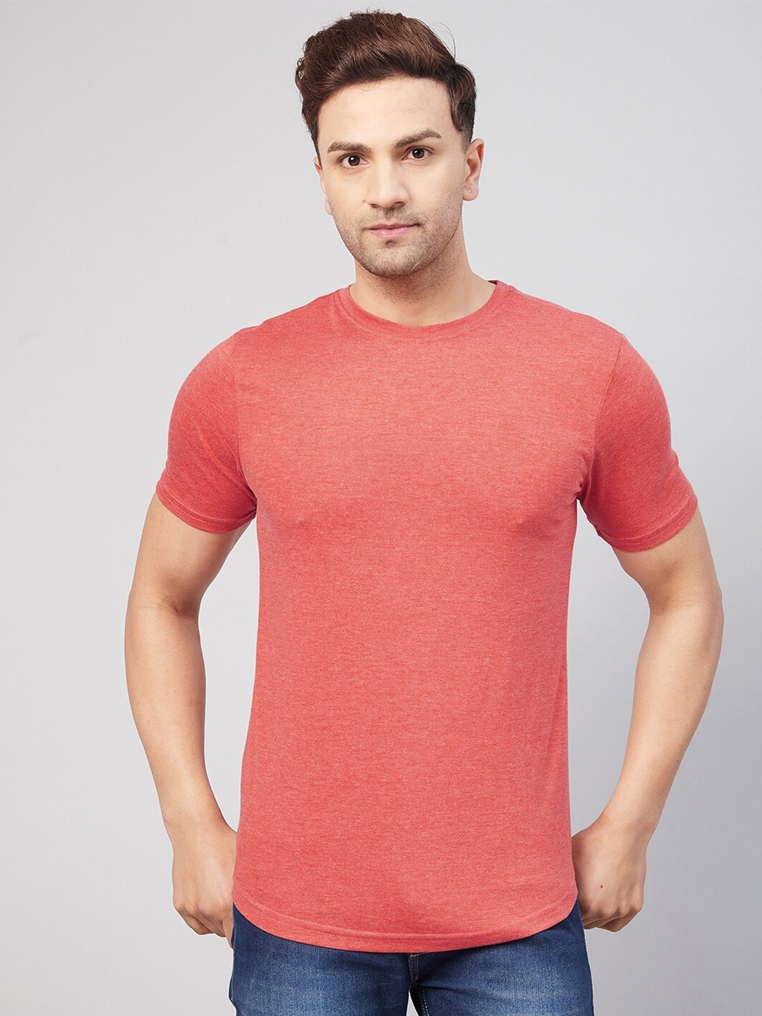 

GRITSTONES Men Pink Solid Cotton Regular Fit T-shirt