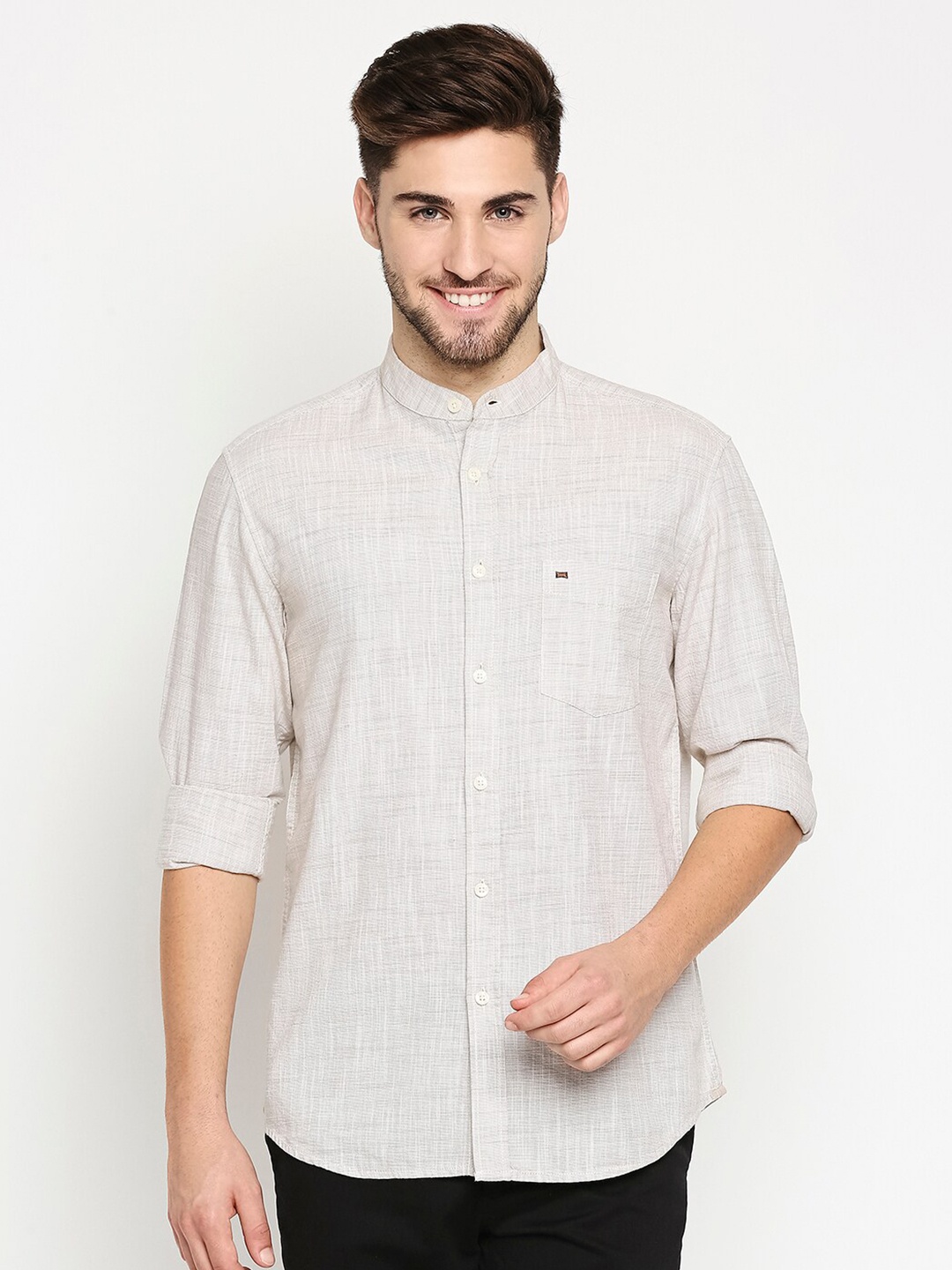 

Basics Men Khaki Slim Fit Casual Cotton Shirt