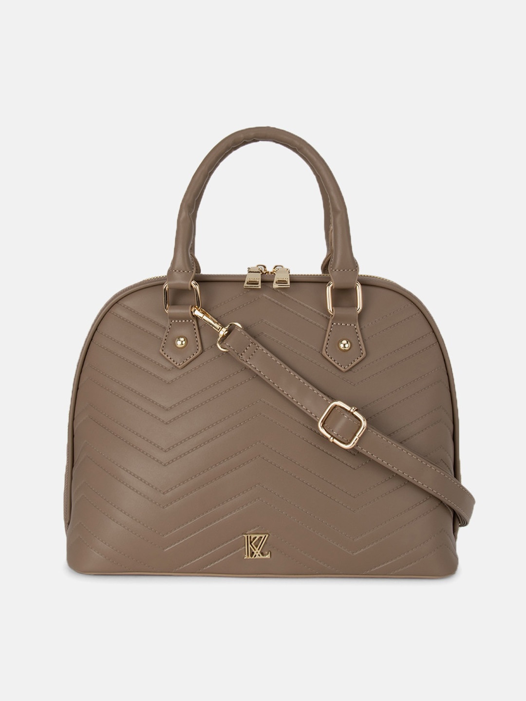 

Kazo Coffee Brown Textured PU Structured Handheld Bag