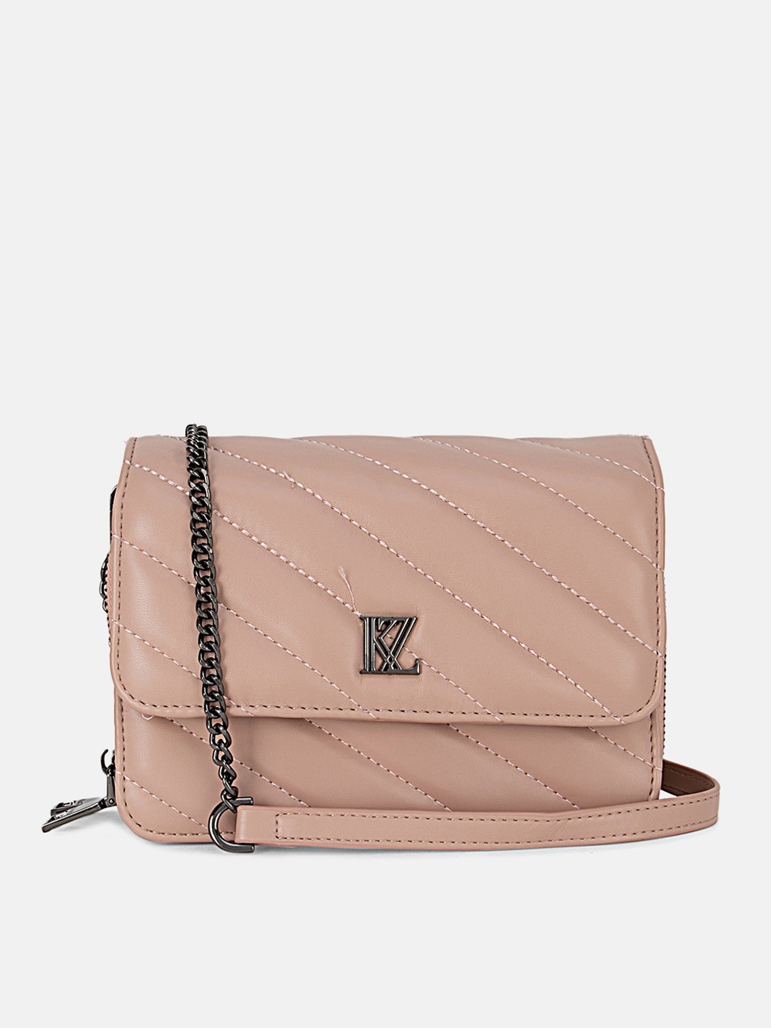 

Kazo Mauve PU Structured Sling Bag with Quilted Detail