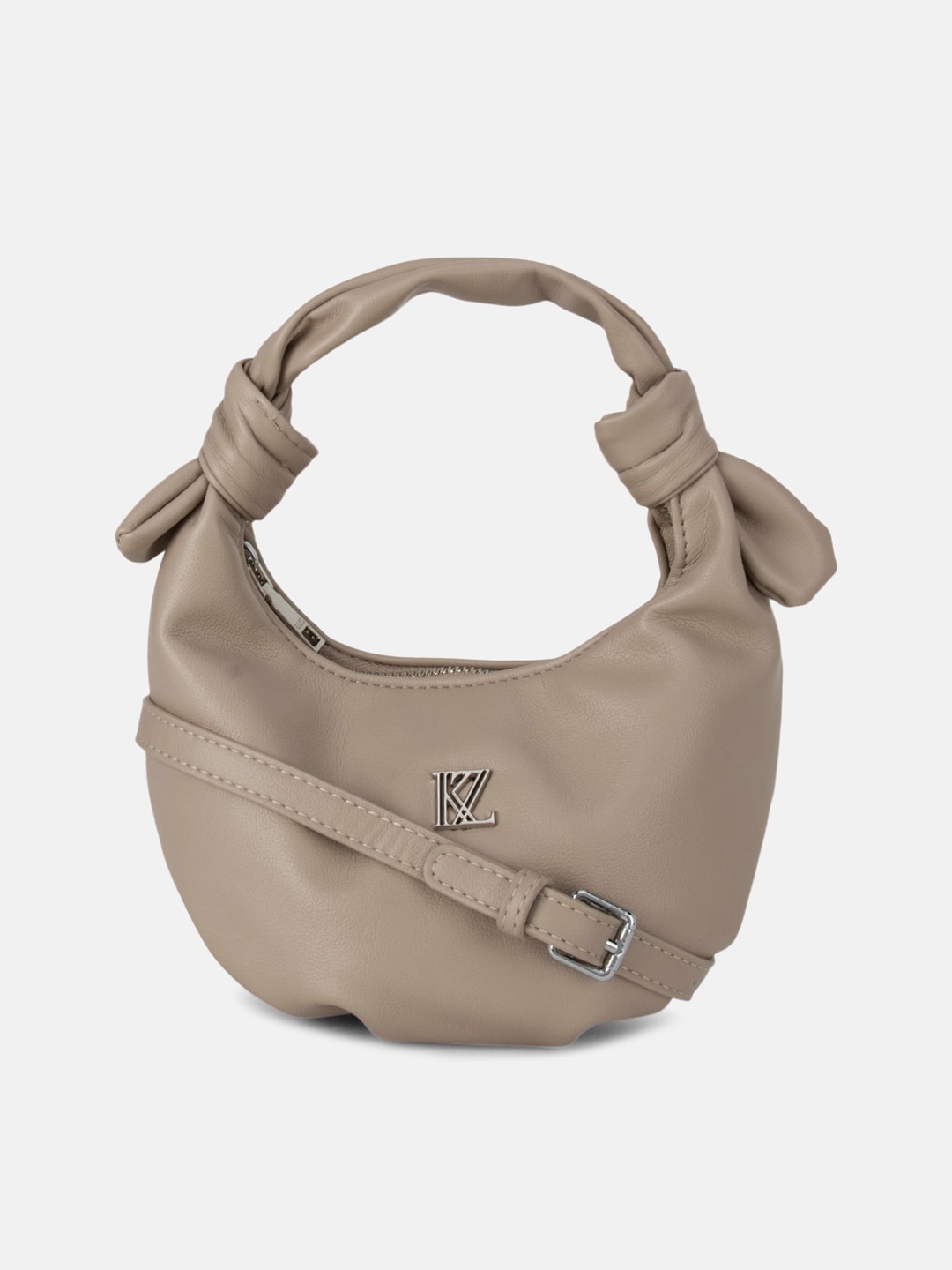 

Kazo Beige Solid Half Moon Hobo Bag