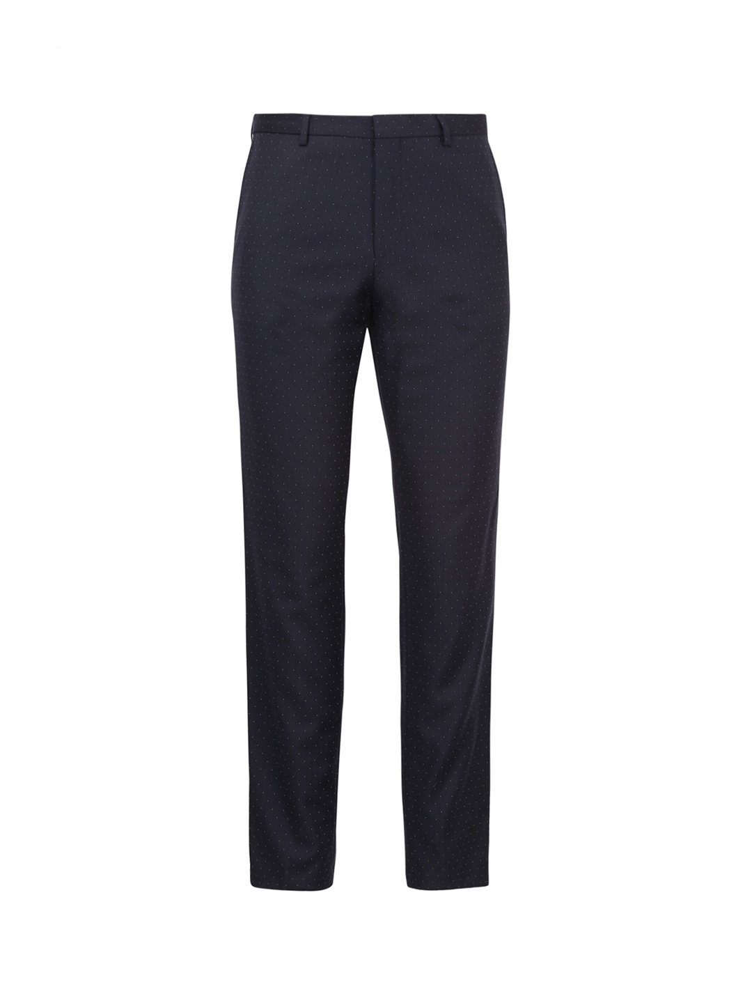 

HUGO Men Navy Blue Printed Cotton Regular Fit Trousers