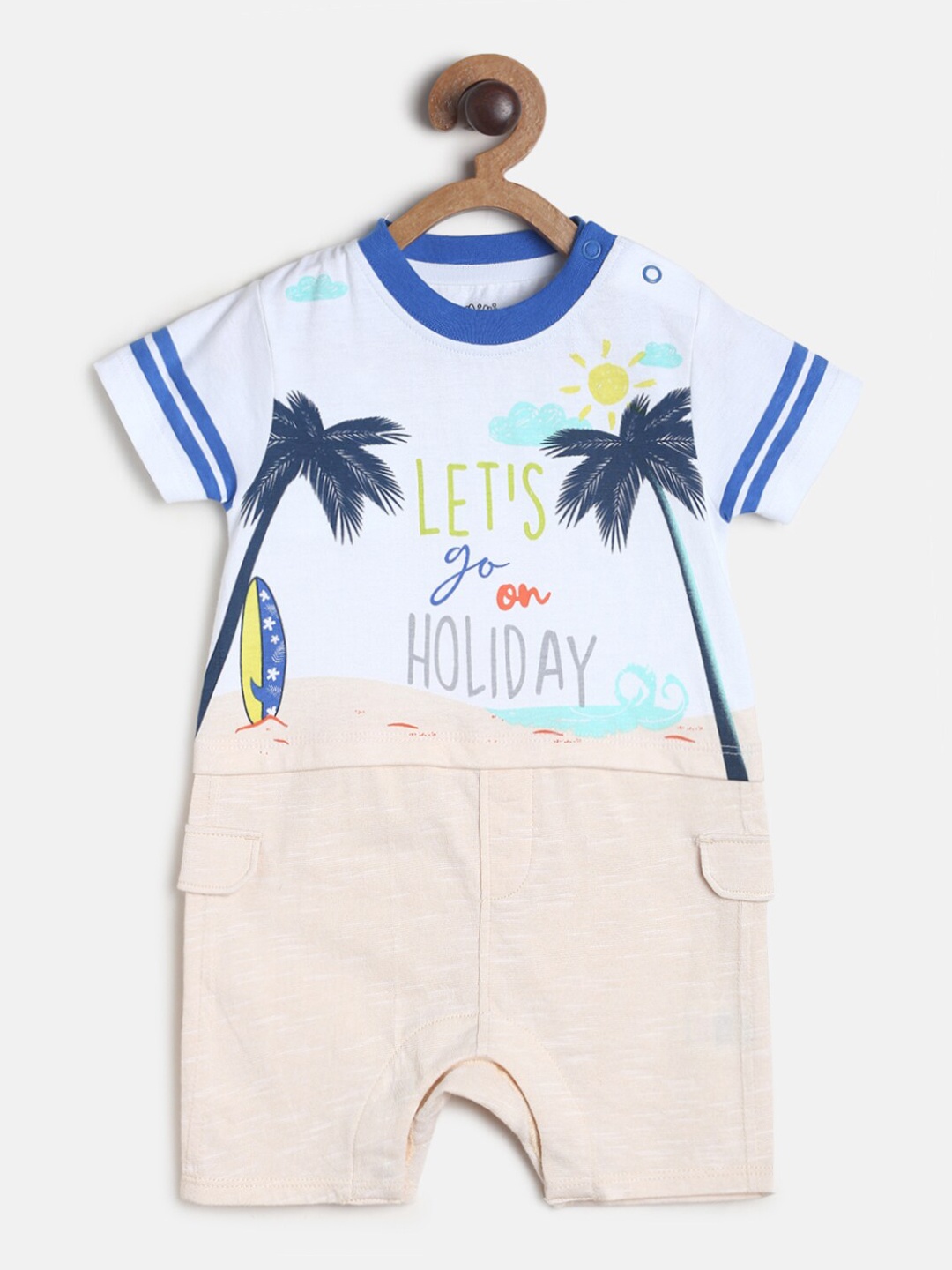 

MINI KLUB Infant Boys Pink & Blue Cotton Printed Romper