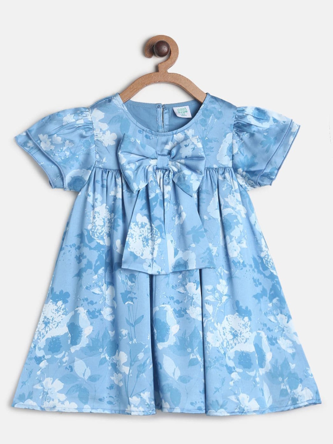 

MINI KLUB Blue Floral Printed A-Line Flared Dress