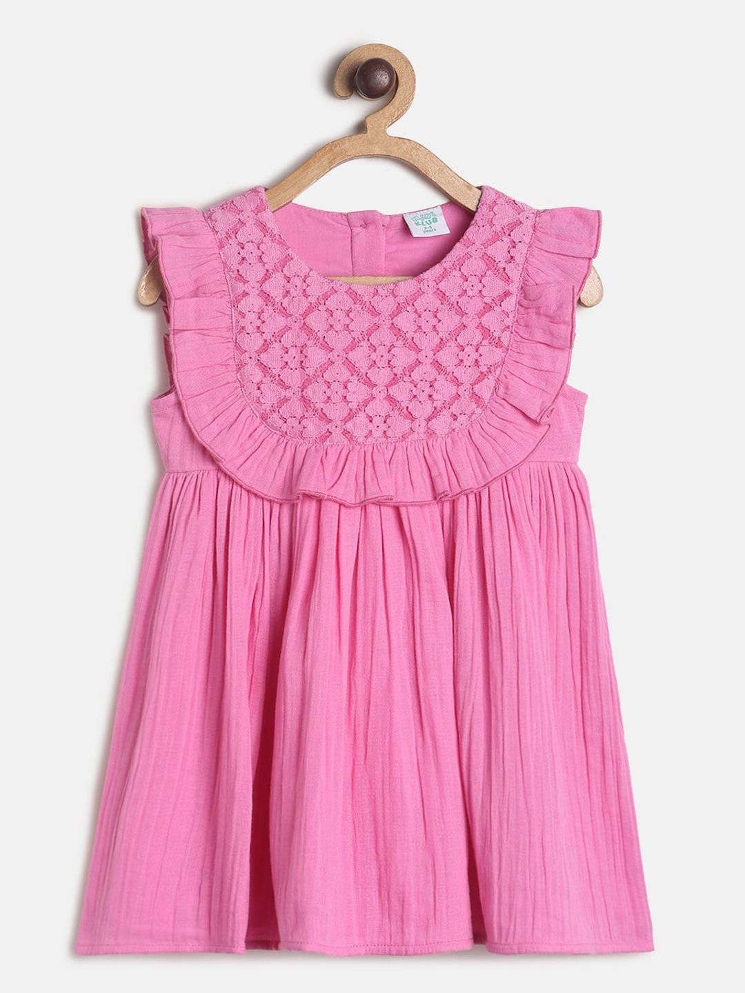 

MINI KLUB Girls Pink Self Design Fit & Flare Dress