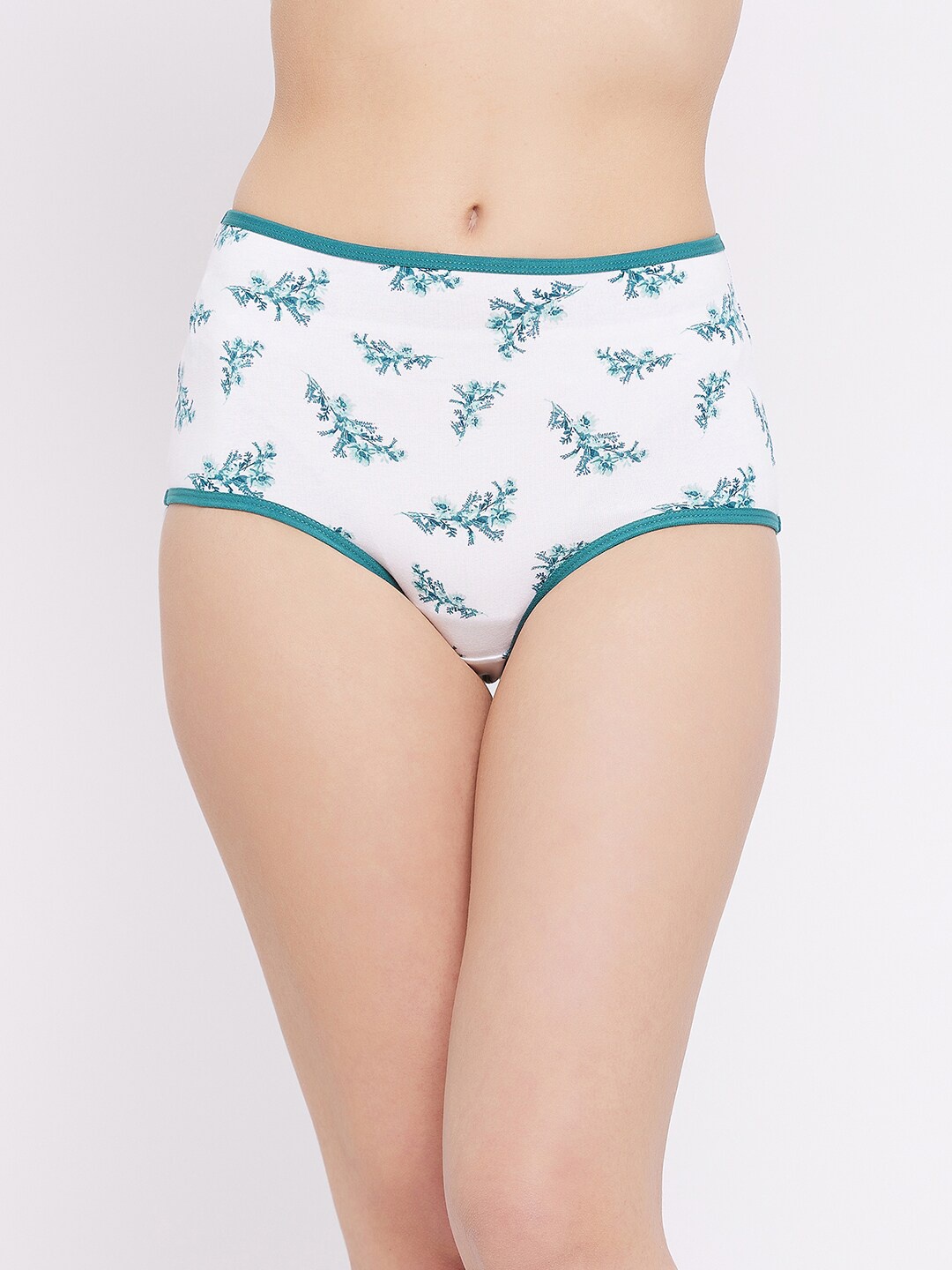 

Clovia Women White & Green Printed Briefs