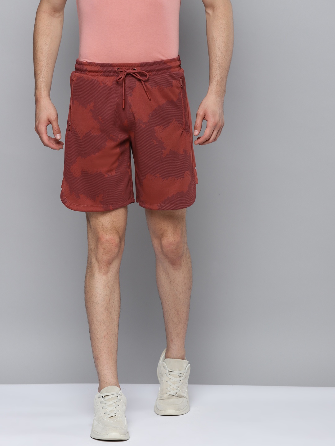

Alcis Men Rust Red Slim Fit Training or Gym Sports Shorts