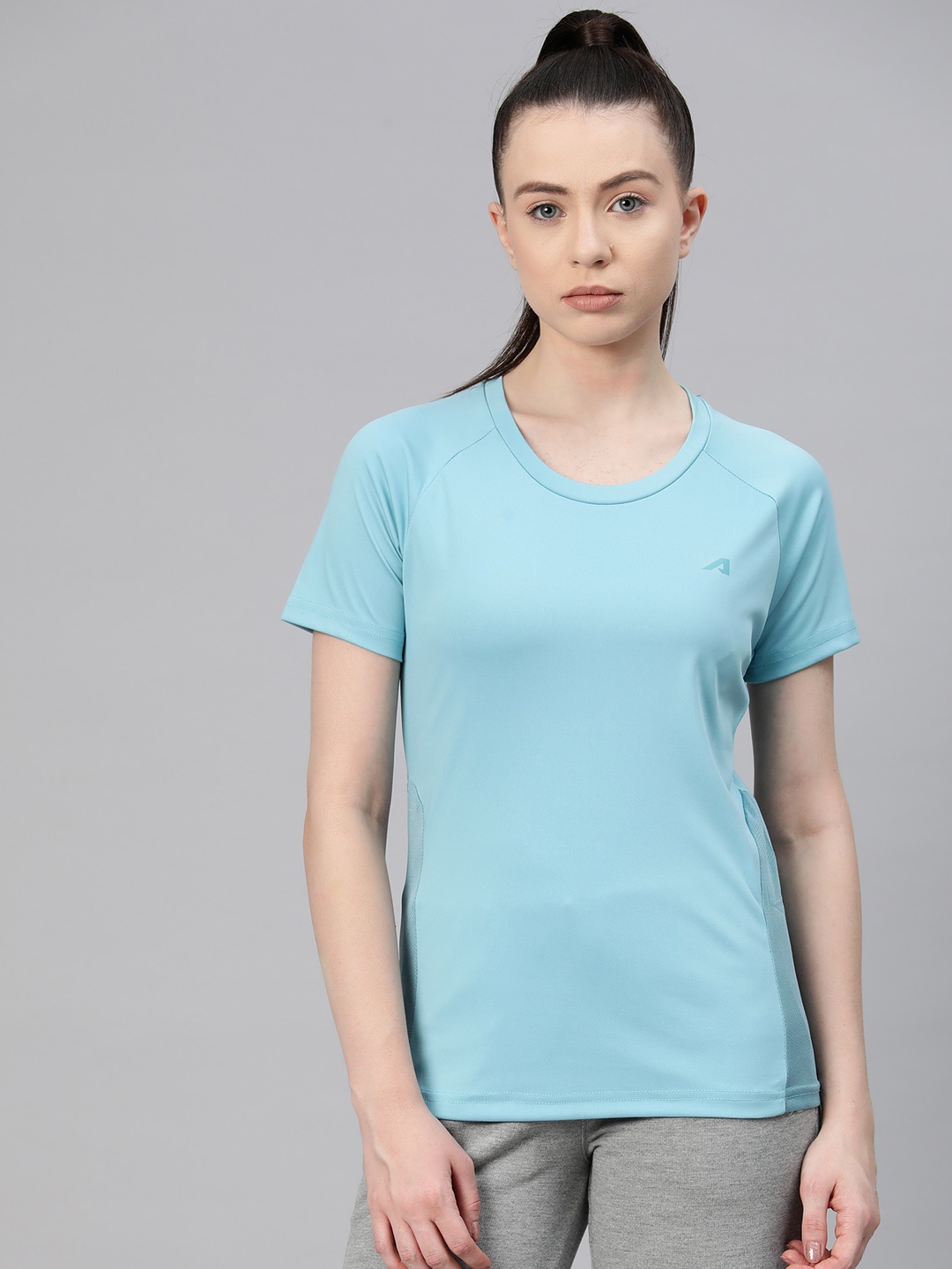 Alcis Women Solid Slim Fit T-shirt, Turquoise blue