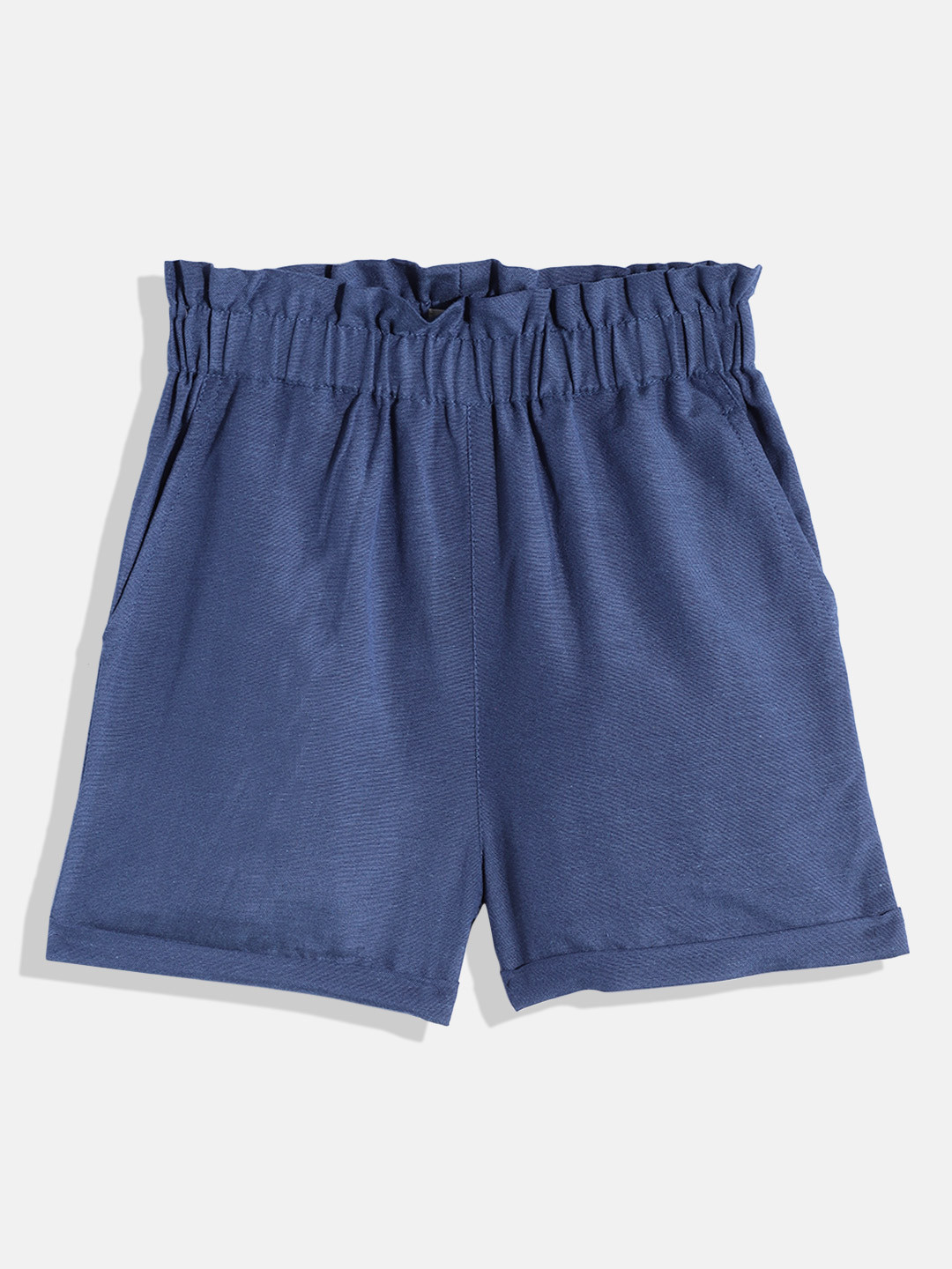 

luyk Girls Navy Blue Solid Pure Cotton High-Rise Shorts