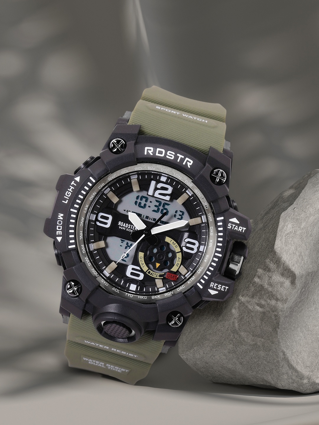 

Roadster Men Dial & Cut Work Straps Analogue and Digital Watch MFB-PN-SM-8617, Green